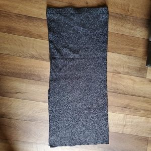 House of Harlow 1960 Black with Silver Shimmer Pencil Tube Midi Skirt Size Med